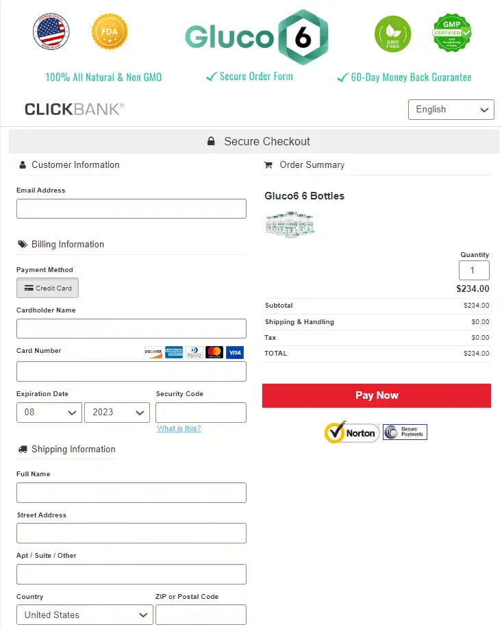 gluco6 order page